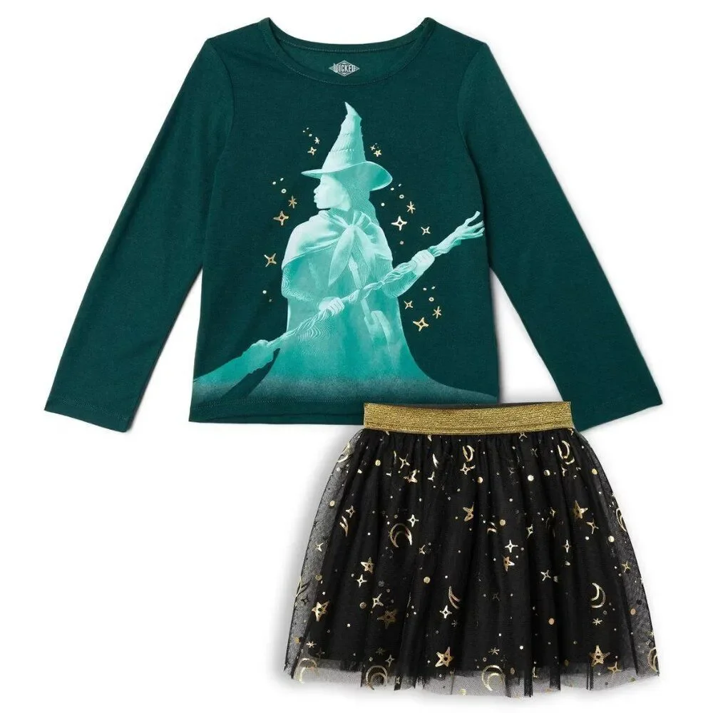 NWT Girls Wicked Movie Elphaba 2-Piece Tutu Set - Universal Studios
